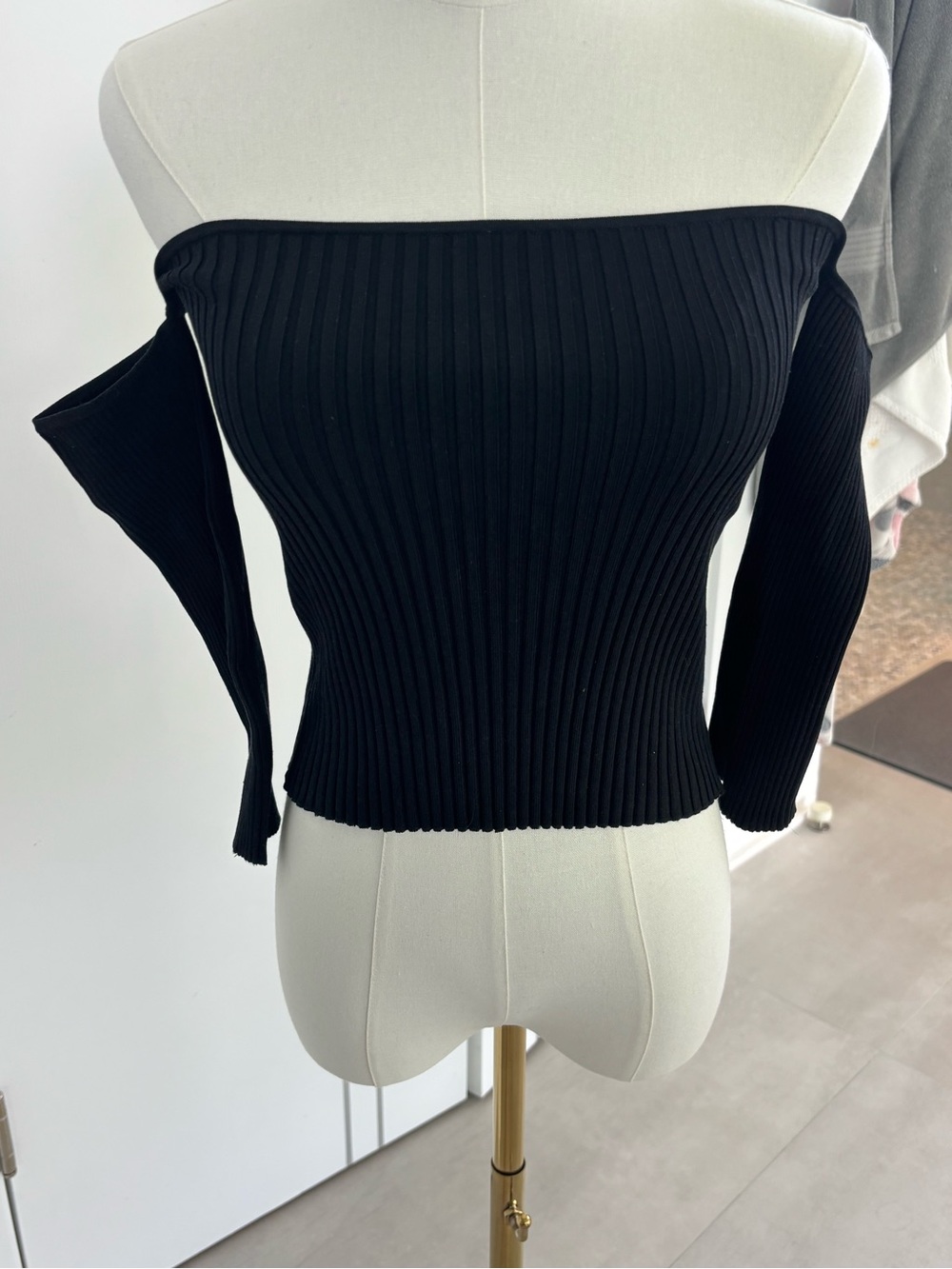 next Black Ribbed Off-the-Shoulder Sweater